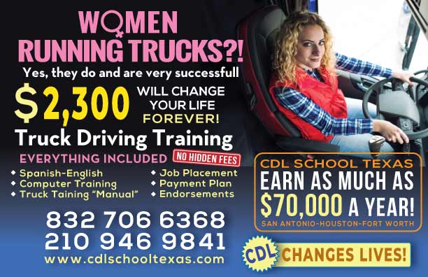 CDL training Pasadena TX image shoe a women in trucking , services, phones