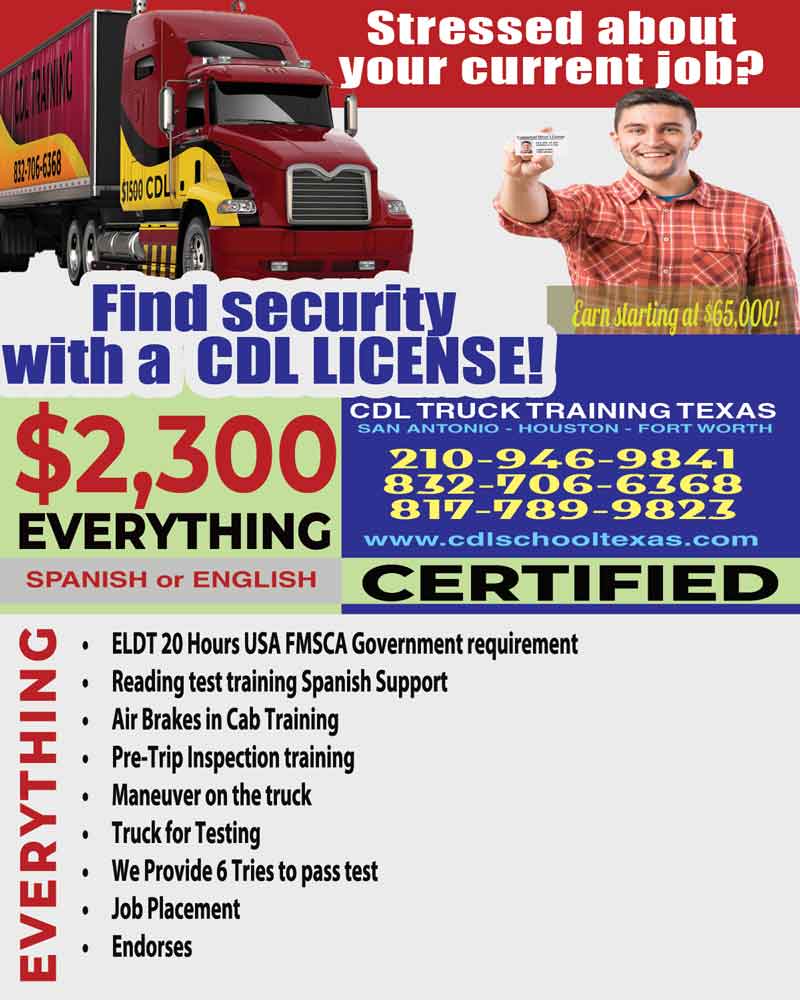 CDL training Killeen Texas, The image shows phones, services, students