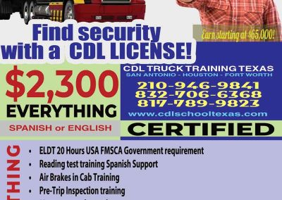 CDL training Lancaster TX image included phones, services, requirements