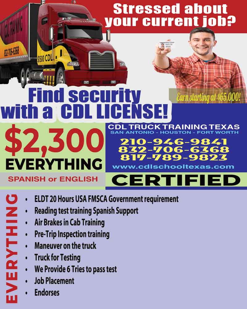 CDL training Lancaster TX image included phones, services, requirements