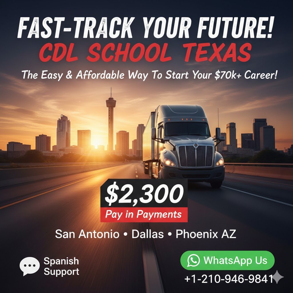 CDL Training Addison TX - Escuela certificada ELDT con soporte en español y horarios de fin de semana en Texas.