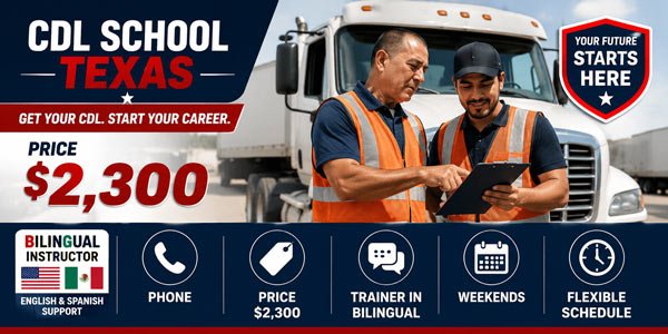 CDL School San Antonio TX - $2,300 CDL training with manual stick shift, weekend classes and bilingual trainer